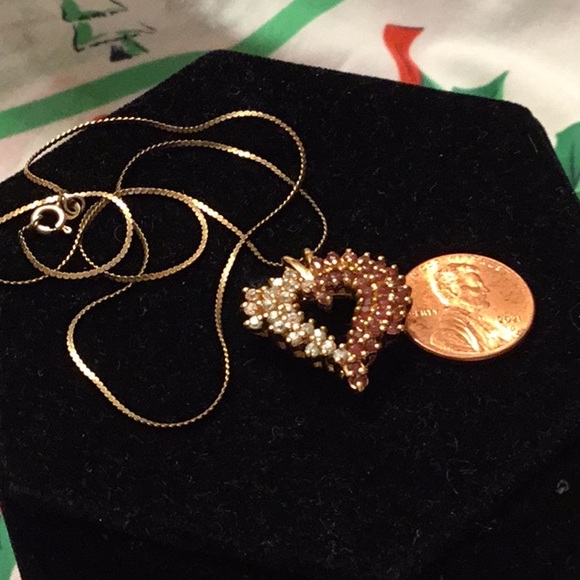 19.  Sterling Silver Ruby Red Heart ❤️ Awesome Stunning Necklace See Photos - Picture 3 of 11